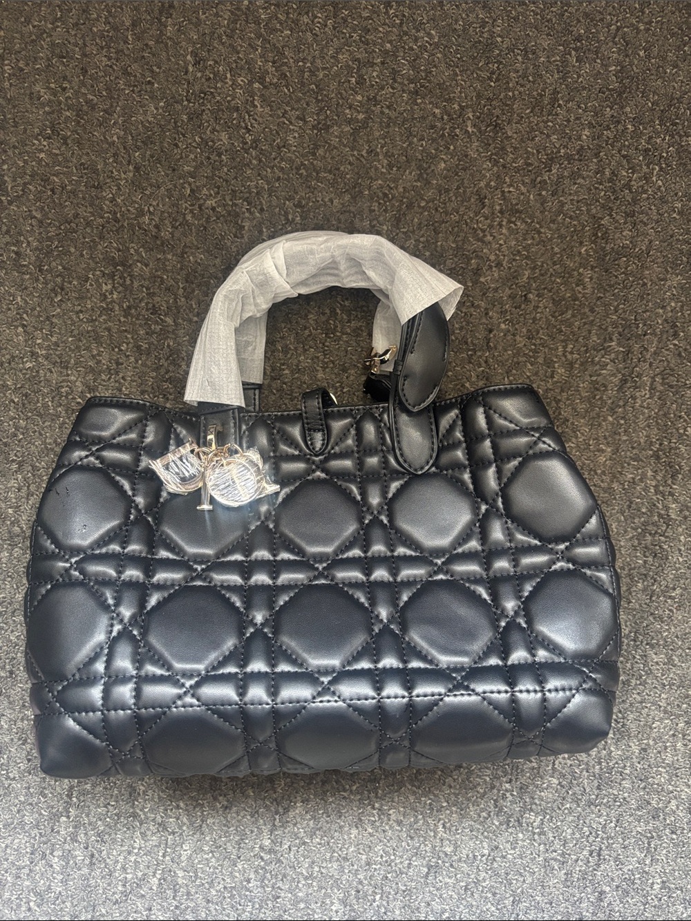 Imperfect Special Price Item: Black Quilted HandBag Lambskin Soft Leather